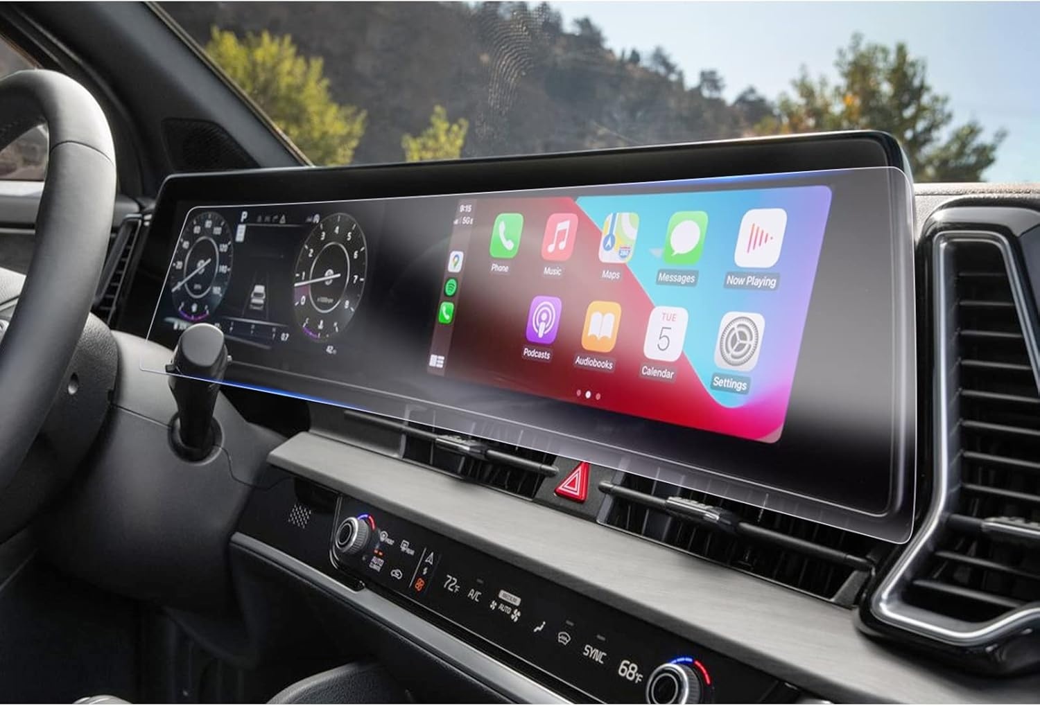 GAFAT Ki-a Sportage NQ5 2022-2024 2025 navigatie + Virtual Cockpit-beschermfolie, compatibel met Kia Sportage 2023 nano displaybeschermfolie, schokbestendig, 6H krasbestendig (curve)