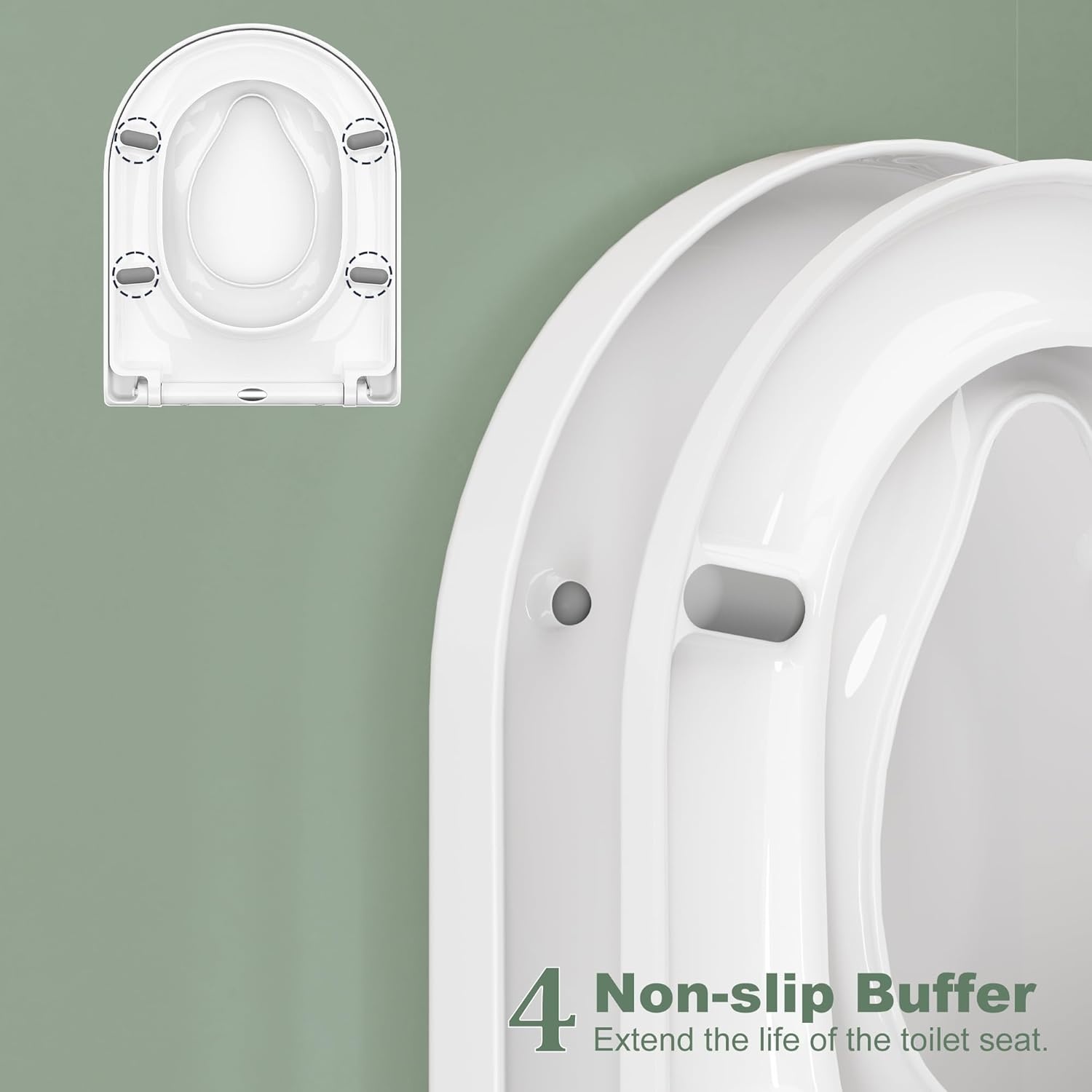 Toilet Lid with Child Seat Soft Close Mechanism, Toilet Seat with Quick Release Function and Adjustable Hinges, Toilet Lid Made of UF Duroplast, D-Shape White
