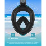 ACURE Snorkelmasker Volwassenen Volledige Masker, SN04 Volledige Gezichtsmasker met Afneembare Cameramontage, Dubbel Anti-Fog Ontwerp & Verbeterd Ademhalingssysteem, Anti-lek & 180° Breed Zicht