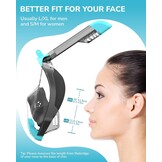 ACURE Snorkelmasker Volwassenen Volledige Masker, SN04 Volledige Gezichtsmasker met Afneembare Cameramontage, Dubbel Anti-Fog Ontwerp & Verbeterd Ademhalingssysteem, Anti-lek & 180° Breed Zicht