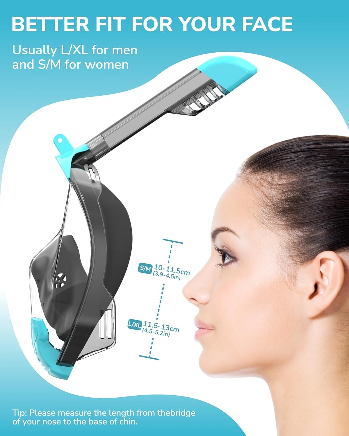 ACURE Snorkelmasker Volwassenen Volledige Masker, SN04 Volledige Gezichtsmasker met Afneembare Cameramontage, Dubbel Anti-Fog Ontwerp & Verbeterd Ademhalingssysteem, Anti-lek & 180° Breed Zicht