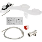 Bidet opzetstuk voor toilet, niet-elektrisch bidet toiletopzetstuk met toiletpapierhouder, inzet voor WC, zelfreinigende dubbele sproeiers, instelbare drukschakelaar voor koud en warm water