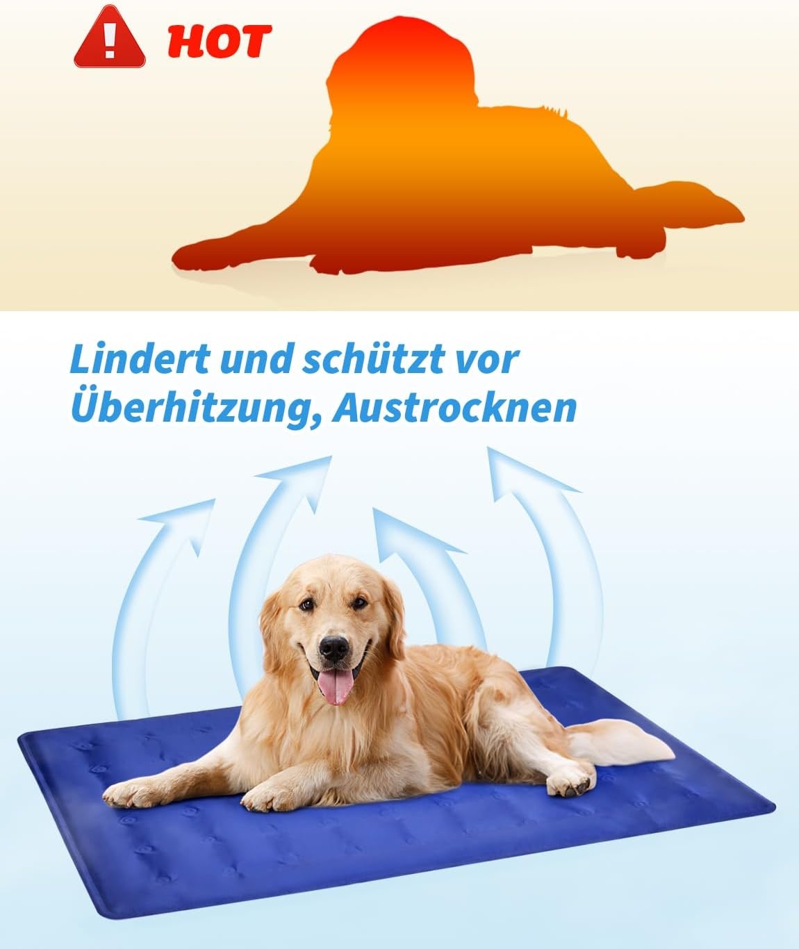 Vamcheer Koelmat voor honden, koelmat voor huisdieren, 70 x 120 cm, huisdiermatras voor de zomer, koud hondenbed, grote dieren, verkoelende deken, marineblauw, XL