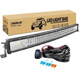 RIGIDON 32 inch 405W gebogen led-werklampbalk met 12V kabelboom kabelset, 7D Tri Row Driving mistlamp voor auto off-road vrachtwagen SUV ATV 4x4 boot, overstromingsspot combo beam, waterdicht, 6000K