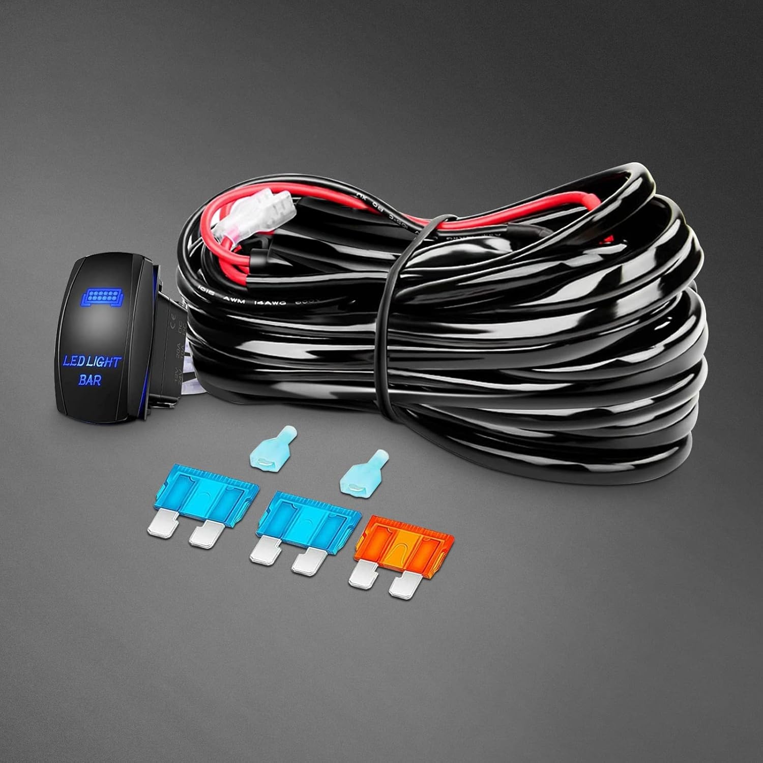 RIGIDON 32 inch 405W gebogen led-werklampbalk met 12V kabelboom kabelset, 7D Tri Row Driving mistlamp voor auto off-road vrachtwagen SUV ATV 4x4 boot, overstromingsspot combo beam, waterdicht, 6000K