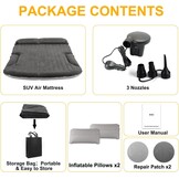 KMZ Luchtmatras, verdikte en dubbelzijdig gevlokte SUV, luchtmatras, campingmatras, met 2 opblaasbare hoofdkussens, donkergrijs