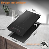 Induction Hob 30cm 3500W Plug in, Jessier 2 Zones Electric Hob with Flexible Zone for BBQ, Built-in Hob with 9 Power Levels Setting, Pause Function, Timer, Child Lock Black
