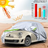 Autohoes, outdoor, waterdicht, geschikt voor 2007-2024, Fiat 500, 500C, 500E, Abarth 500, zomer, volledige garage, autozeil, afdekzeil, buitenafdekking voor regen, zon, stof, uv-bescherming,