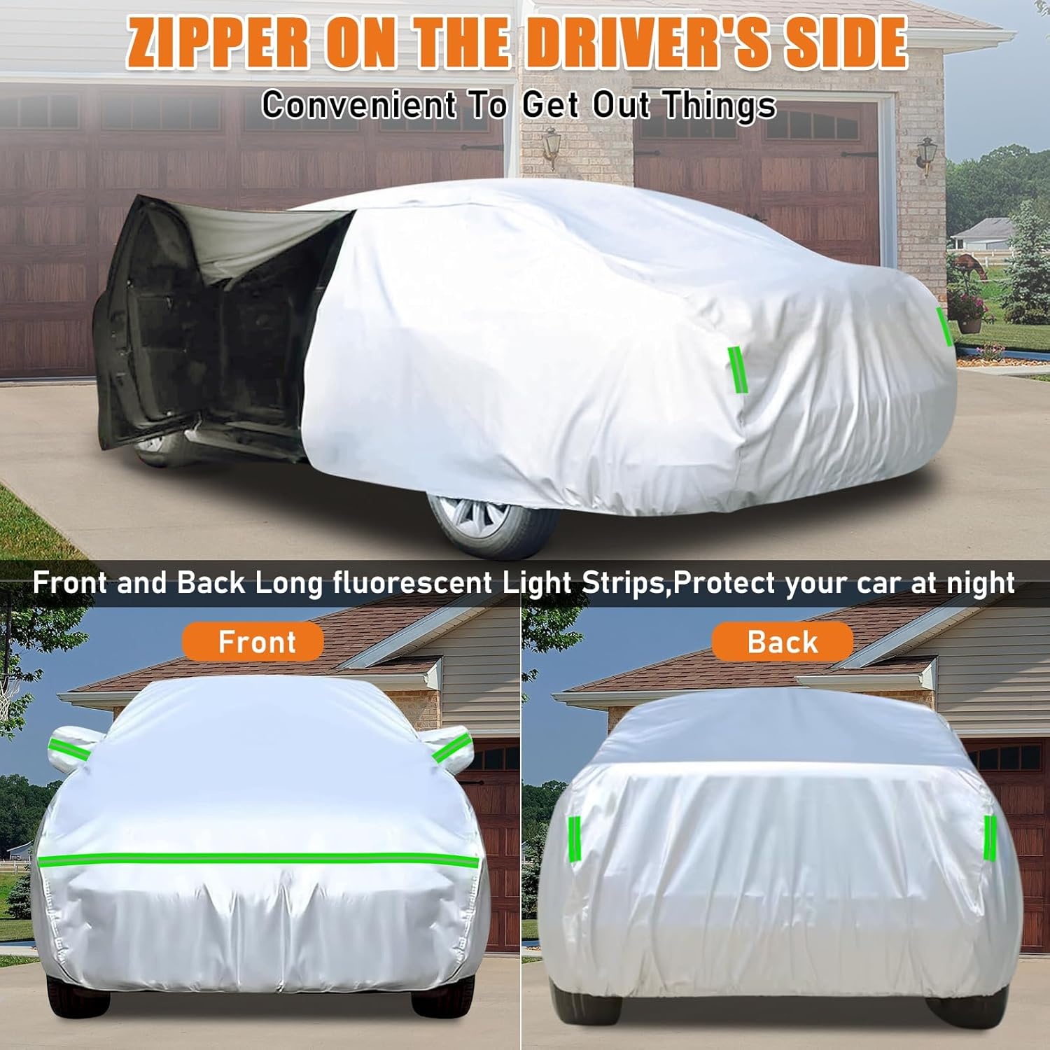 Autohoes, outdoor, waterdicht, geschikt voor 2007-2024, Fiat 500, 500C, 500E, Abarth 500, zomer, volledige garage, autozeil, afdekzeil, buitenafdekking voor regen, zon, stof, uv-bescherming,