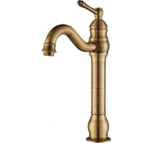 Rozin Kraan Badkamer Antiek Messing Retro Hoge Wastafelkraan 360° Draaibaar Eengreeps Wastafelkraan Badkraan van Messing voor Badkamer