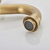 Rozin Kraan Badkamer Antiek Messing Retro Hoge Wastafelkraan 360° Draaibaar Eengreeps Wastafelkraan Badkraan van Messing voor Badkamer