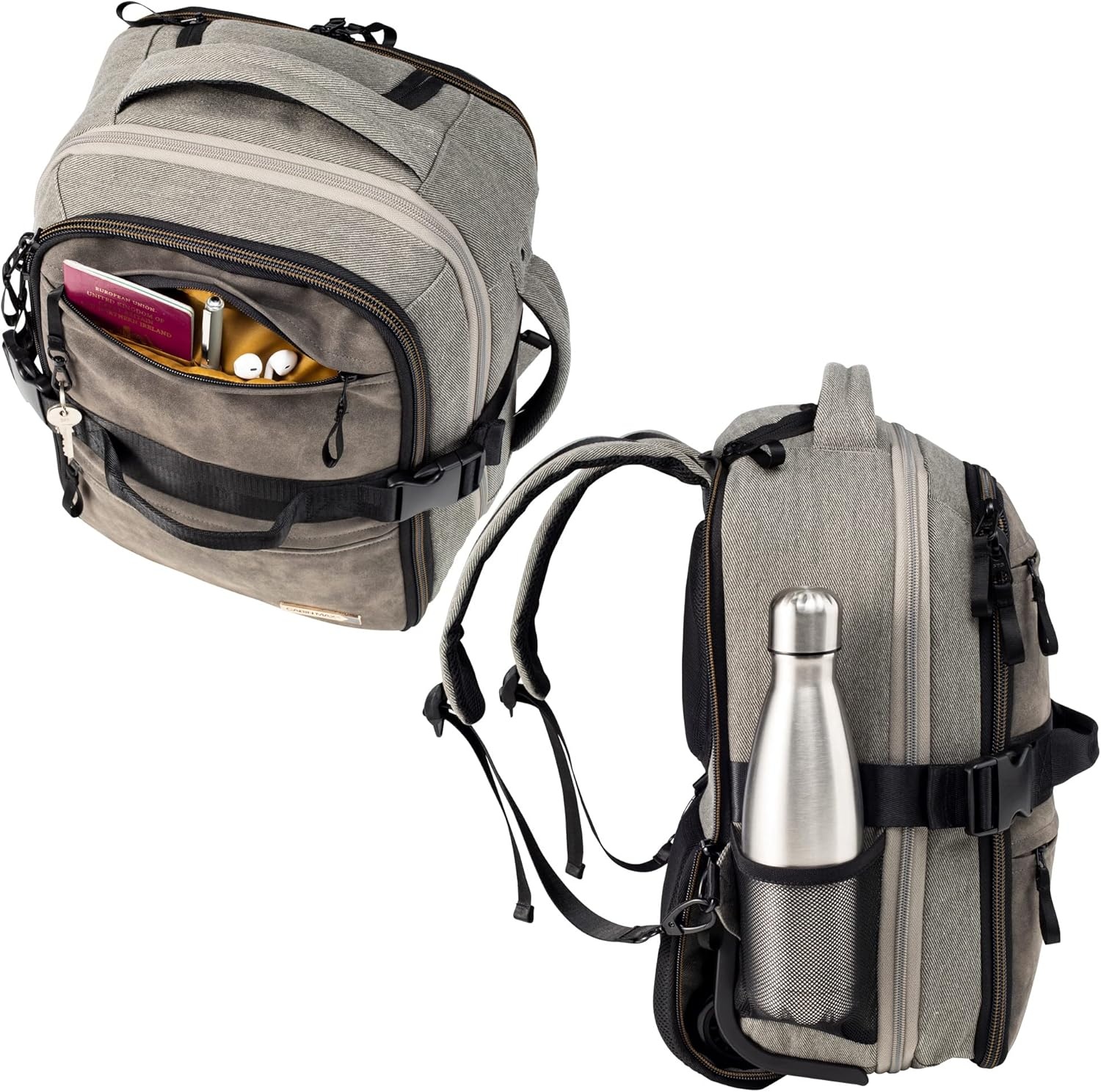 Cabin Max Evos onderstoel tas 40x30x15-40x30x20 cm lichtgewicht rugzak trolley handbagage voor KLM Wizzair BA easyJet Ryanair Transavia – uitbreidbare cabine bagage