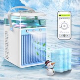 Mini Air Conditioner, Mini Air Cooler, 4-in-1 USB Portable Mobile Air Conditioner with 6 Ice Boxes and App Control, 3 Speed Mini Evaporative Air Conditioner Air Cooler for Home, Office, Travel (Ice