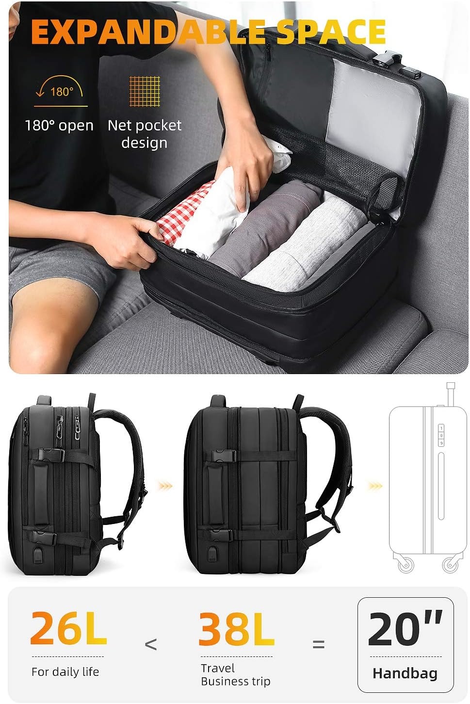 MARK RYDEN Business Rugzak Heren - Waterdicht, Anti-diefstal - 27% Korting