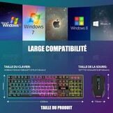RedThunder K10 Wireless Gaming Keyboard and Mouse French AZERTY LED Backlight 3800mAh Rechargeable Batteries USB Keyboard Anti-ghosting + Mouse 7D 3200DPI for PC Gamer