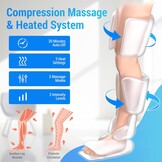 COMFIER Leg Massager, Compression Device for Calf, Knee, Feet, for Blood Circulation and Muscle Relaxation, 3 Heat Settings and 3 Intensity, Gift