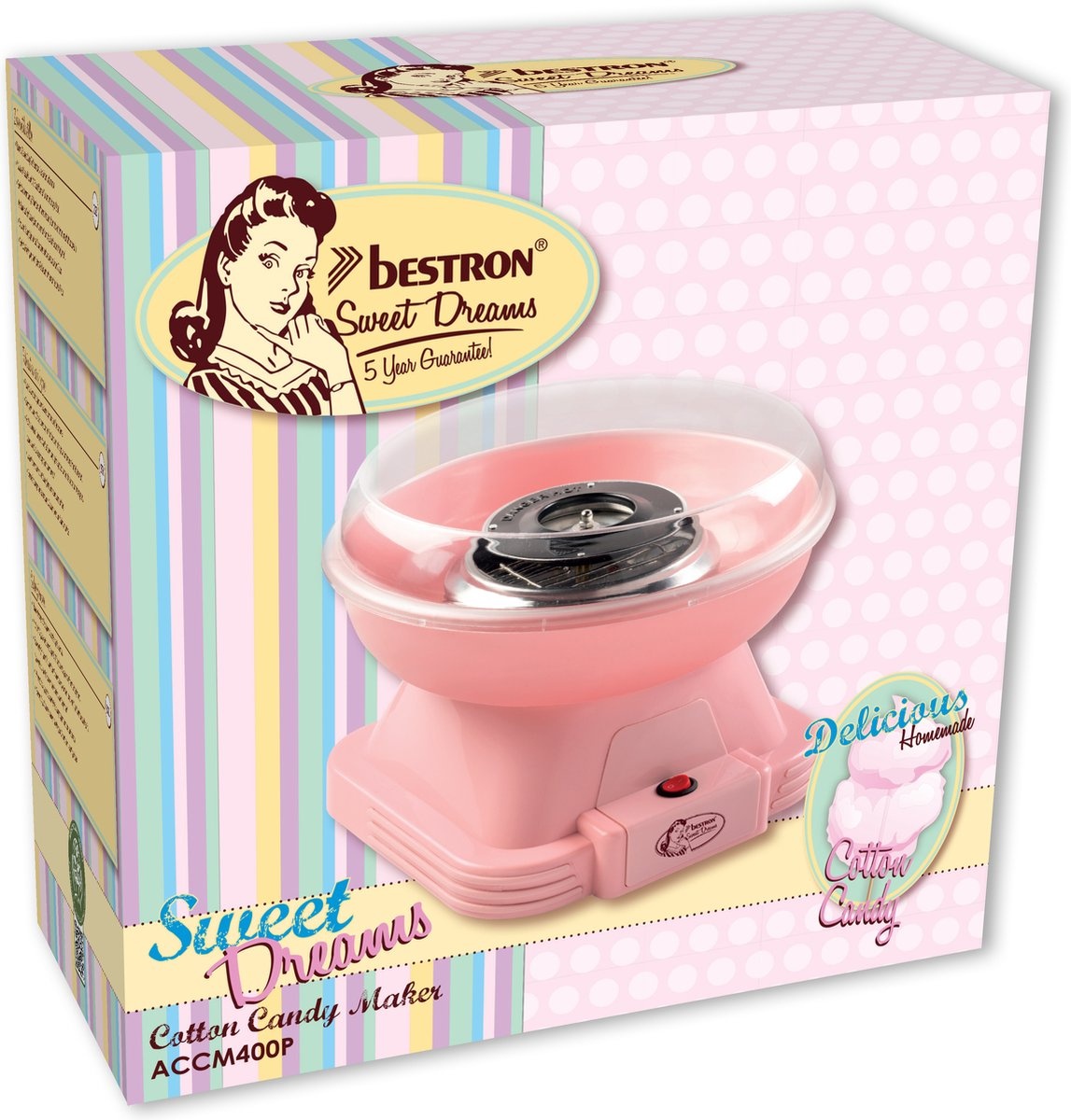 Bestron Suikerspinmachine Roze - 59% Korting - incl. stokjes & lepel