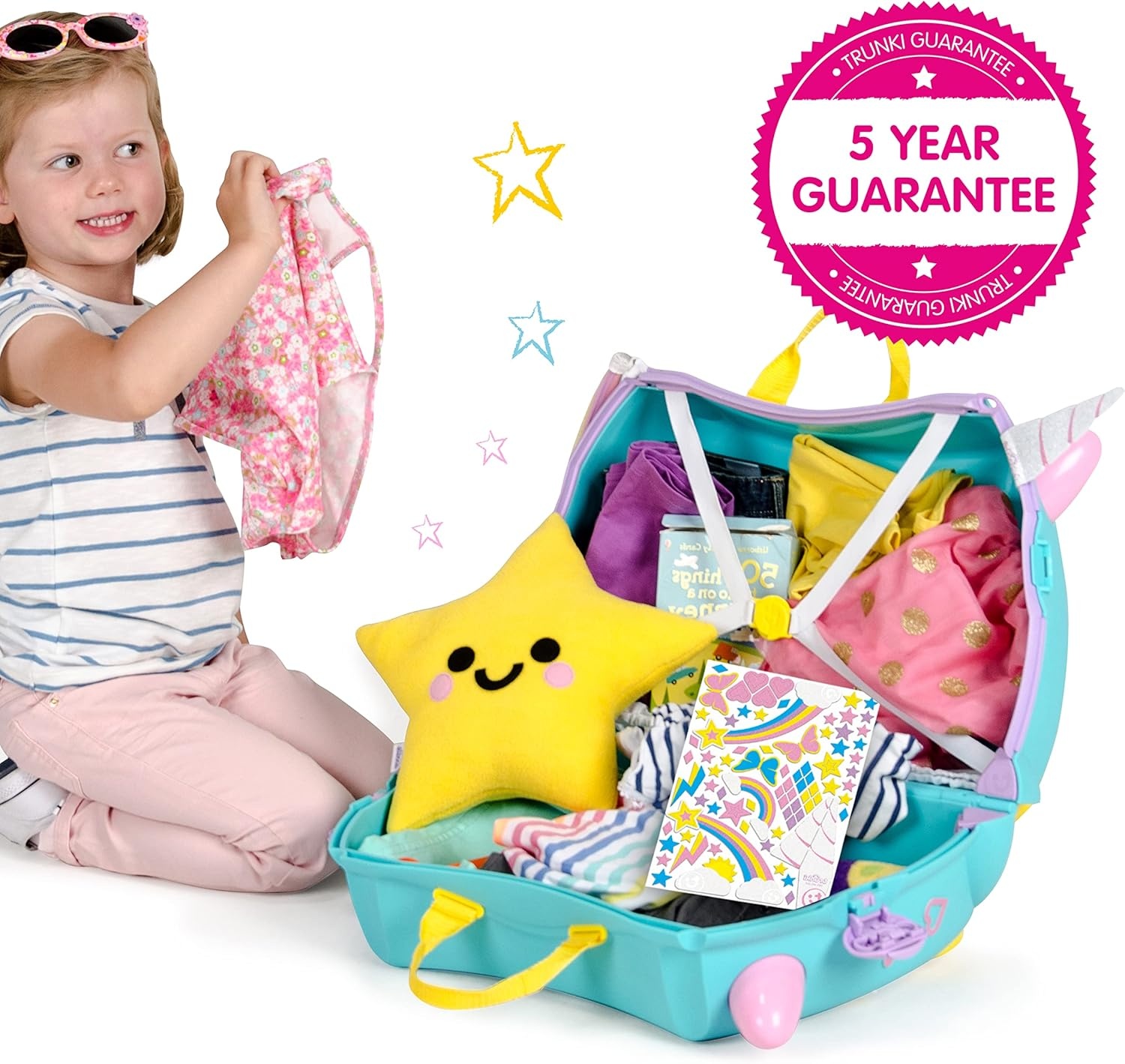 Trunki Una Unicorn Reiskoffer Kinderen - Blauw (28% Korting)