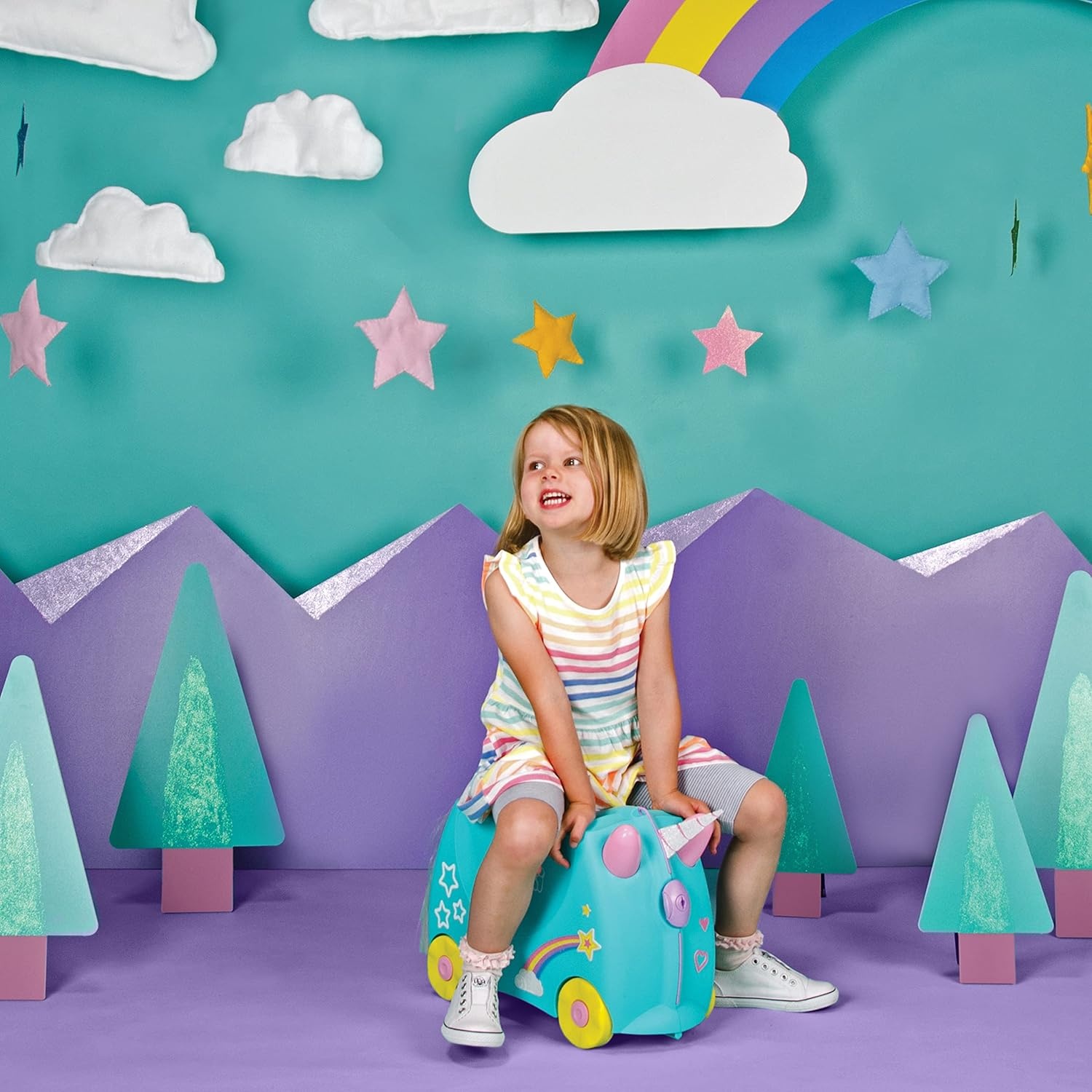 Trunki Una Unicorn Reiskoffer Kinderen - Blauw (28% Korting)