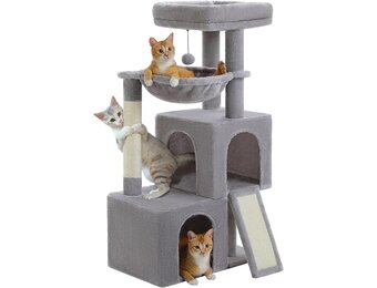 PETEPELA Krabpaal 104cm Grijs | 32% Korting | Ruime Holtes & Hangmat