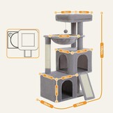 PETEPELA Krabpaal 104cm Grijs | 32% Korting | Ruime Holtes & Hangmat