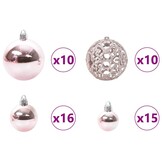 vidaXL Kerstbal Set Roze Kunststof met 300 Warmwit LED - 55% Korting!