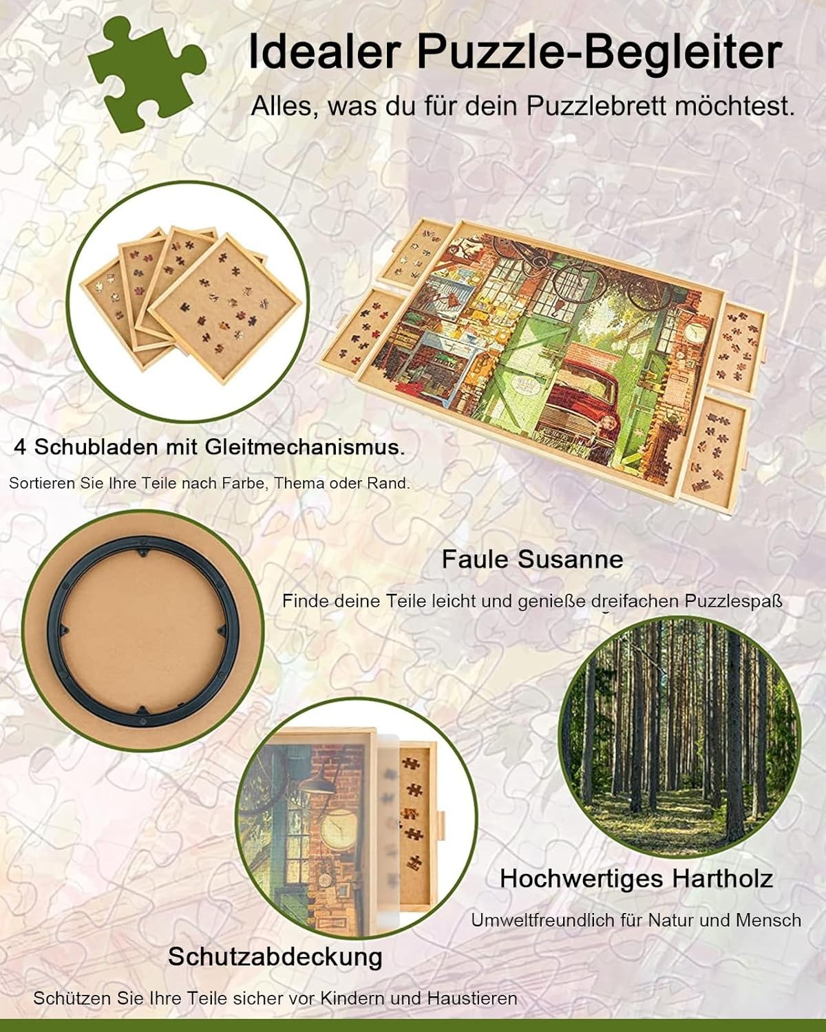 Roterende Puzzelplank met Laden - 1000 Stuks - 27% Korting!