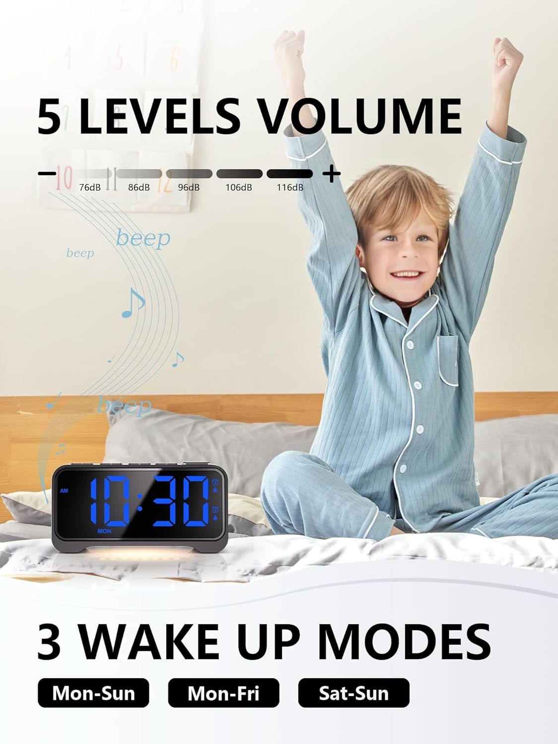 Mesqool Digitale Kinderwekker - Licht, Type-C & USB Oplaadpoort - 23% Korting!