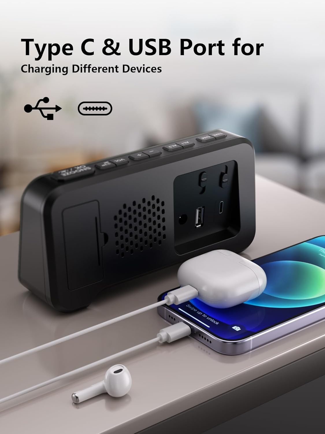 Mesqool Digitale Kinderwekker - Licht, Type-C & USB Oplaadpoort - 23% Korting!