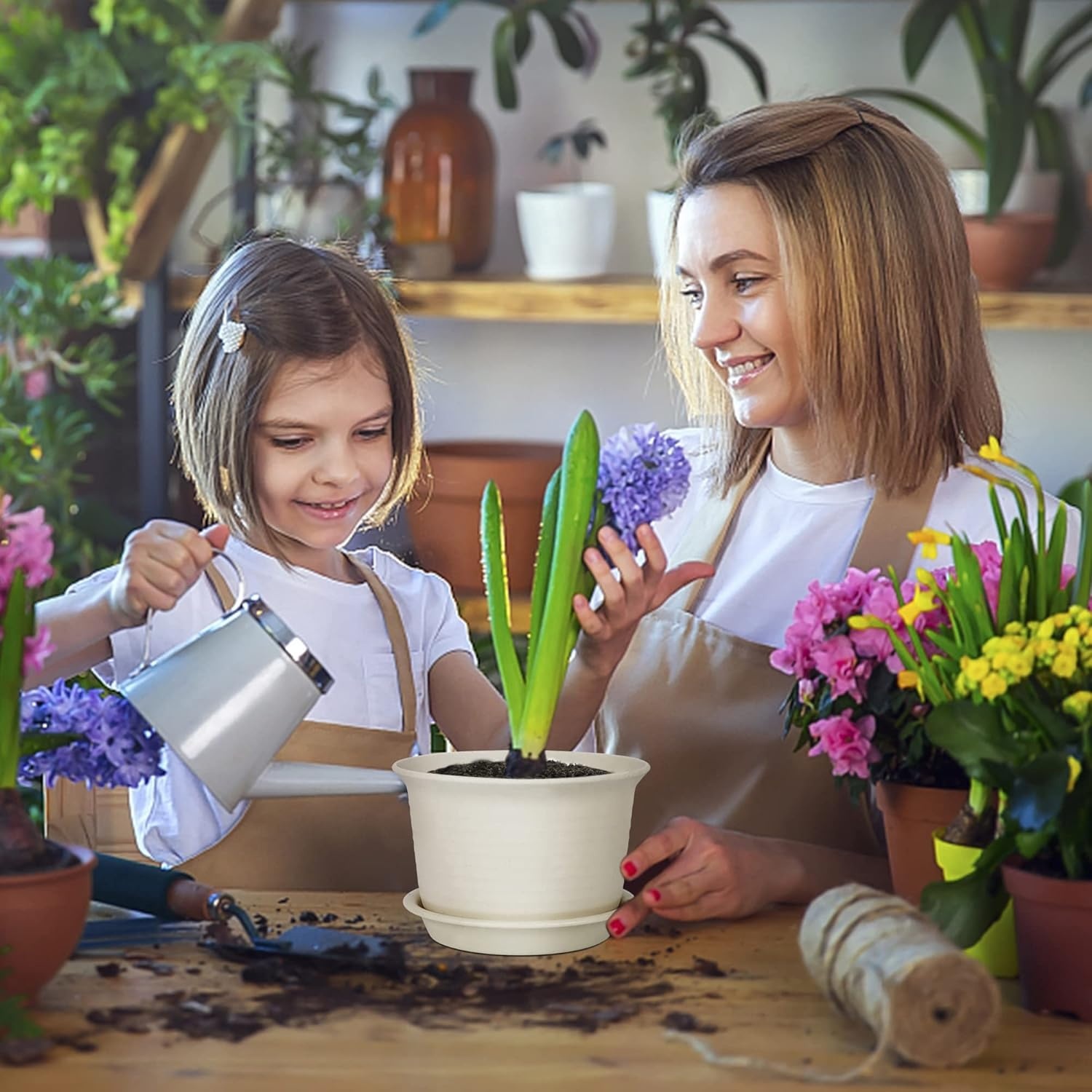 2x Plantenpotten met Schotel - 15cm - 49% Korting!