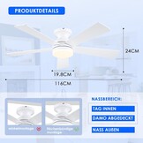 Witte Plafondventilator met Verlichting (116cm) - 28% Korting!