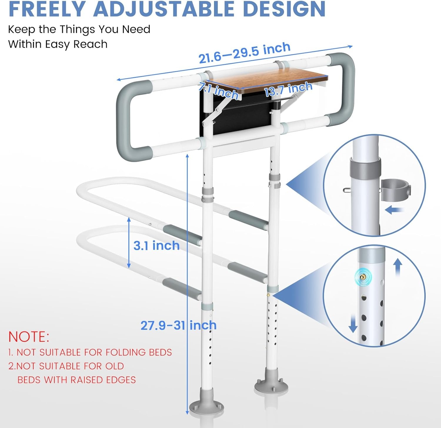 Mixoo Bedrails: 27% Korting! Verstelbaar & Inklapbaar Bureau