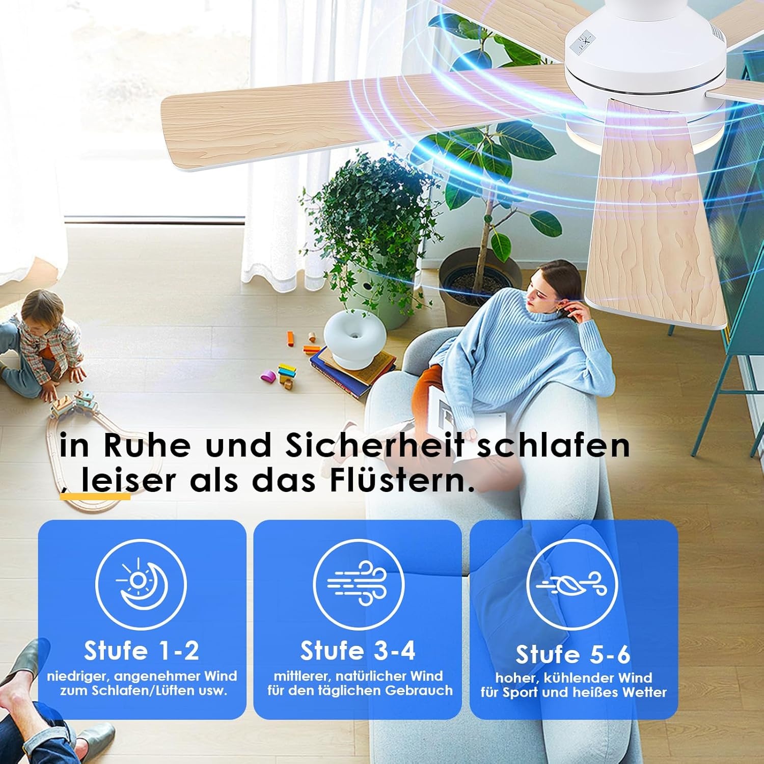 Witte Plafondventilator met Verlichting (116cm) - 28% Korting!