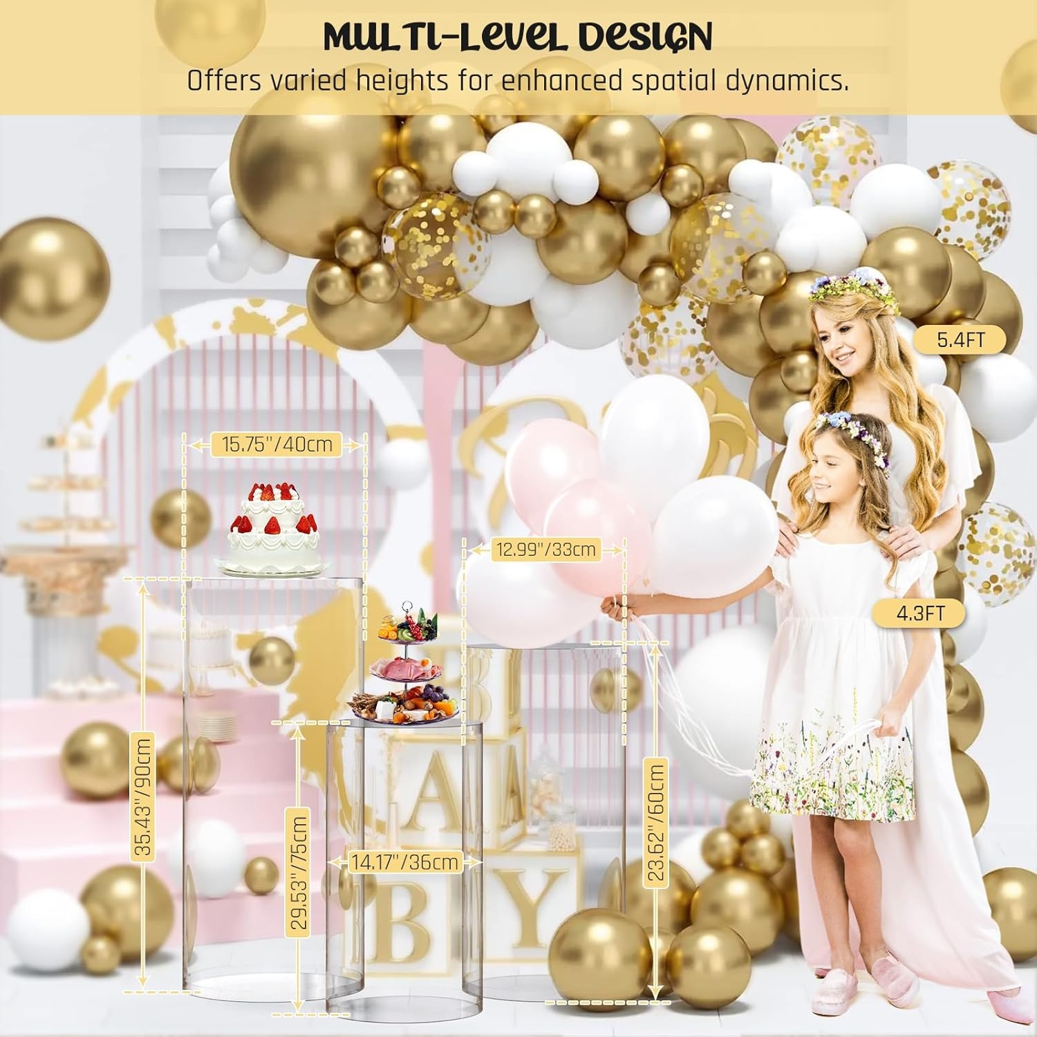 3 Gouden Cilinder Sokkels Set - 26% Korting