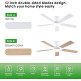 Plafondventilator met Licht & Afstandsbediening | 132cm | Wit | 28% Korting