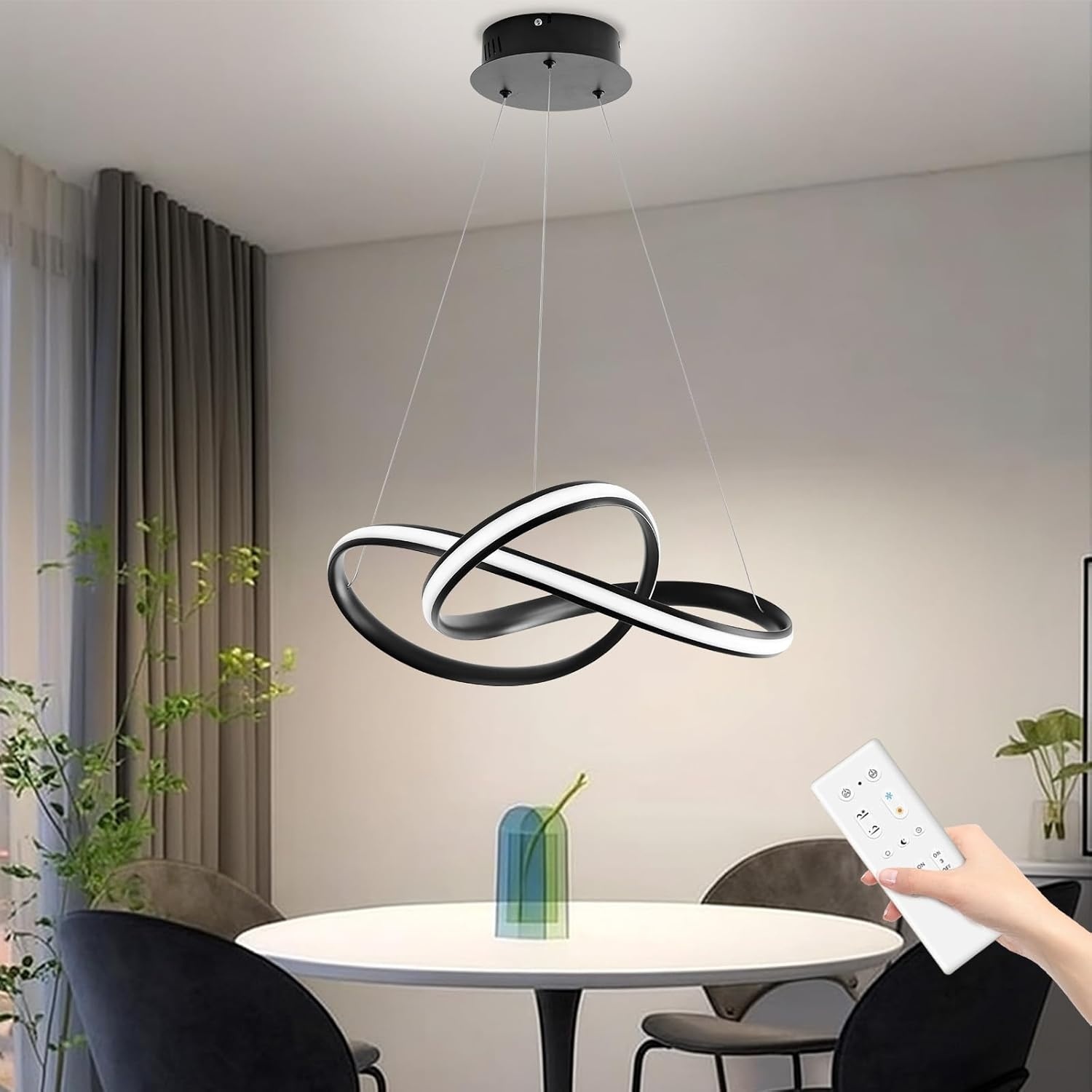 45W Zwarte LED Hanglamp Eettafel - Dimbaar & In Hoogte Verstelbaar (28% Korting!)