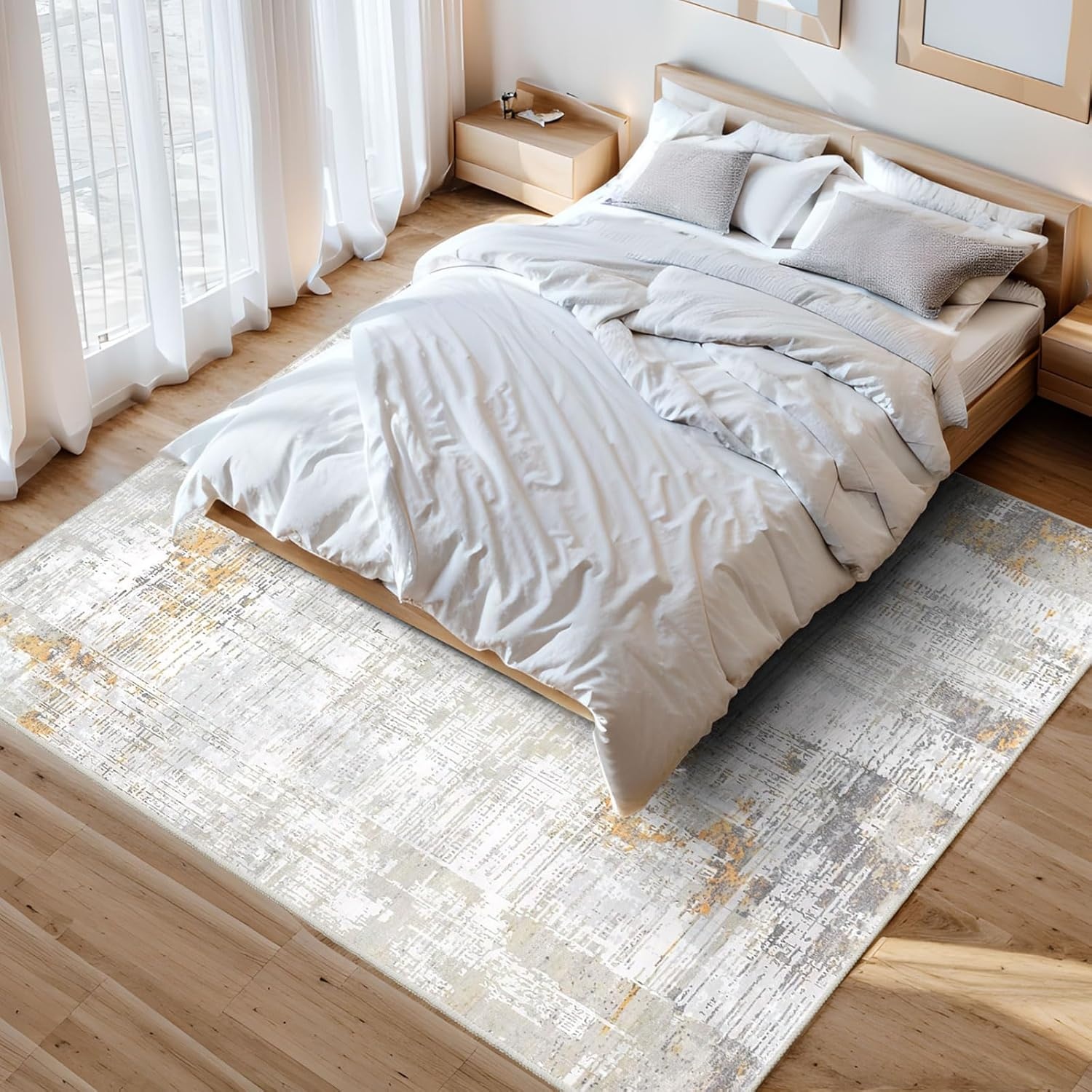 Vamcheer Vloerkleed voor de woonkamer, abstract, modern, kortpolig, antislip, voor slaapkamer, grote tapijten, superzacht, dikke spons, 200 x 300 cm