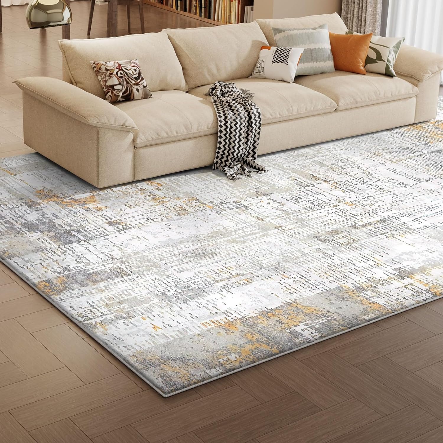 Vamcheer Vloerkleed voor de woonkamer, abstract, modern, kortpolig, antislip, voor slaapkamer, grote tapijten, superzacht, dikke spons, 200 x 300 cm