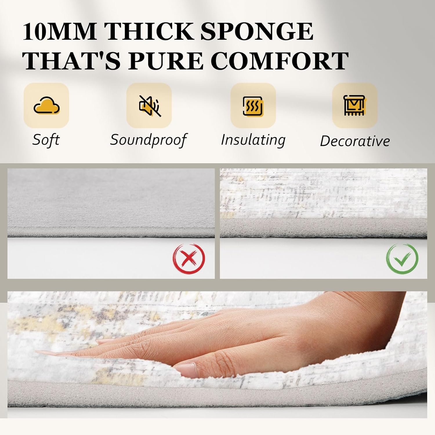 Vamcheer Vloerkleed voor de woonkamer, abstract, modern, kortpolig, antislip, voor slaapkamer, grote tapijten, superzacht, dikke spons, 200 x 300 cm