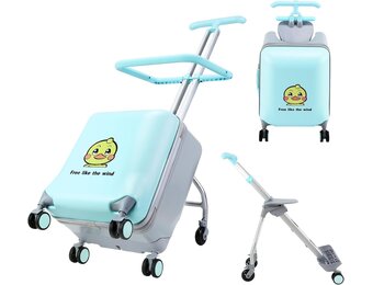 AODI Ride-On Koffer Kinderen - 2-in-1 Lichtgewicht Reisbagage met 360° Wielen - 29% Korting!