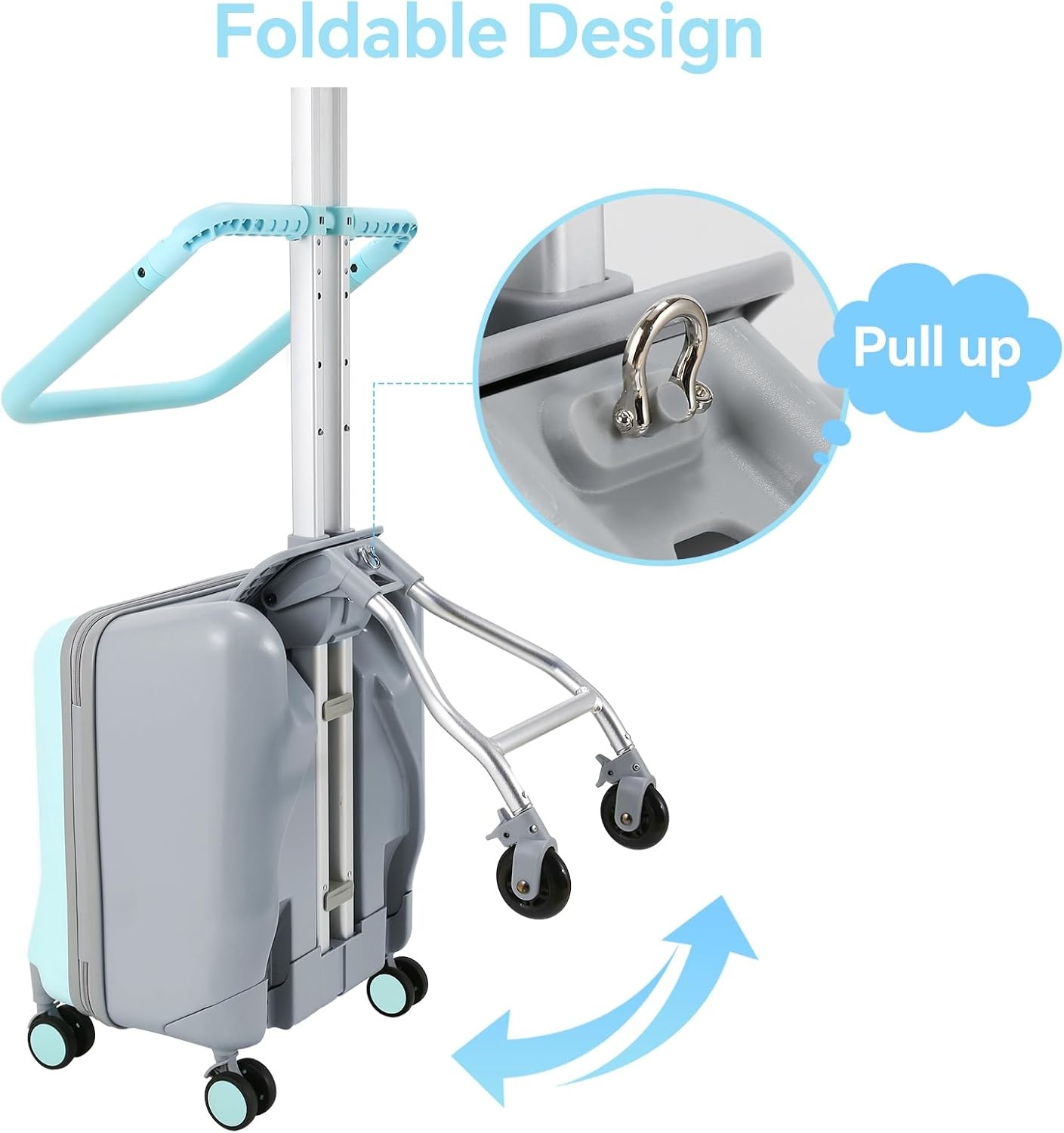 AODI Ride-On Koffer Kinderen - 2-in-1 Lichtgewicht Reisbagage met 360° Wielen - 29% Korting!