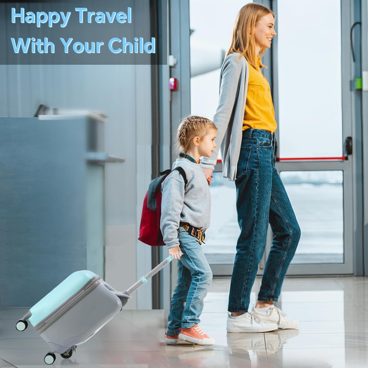 AODI Ride-On Koffer Kinderen - 2-in-1 Lichtgewicht Reisbagage met 360° Wielen - 29% Korting!