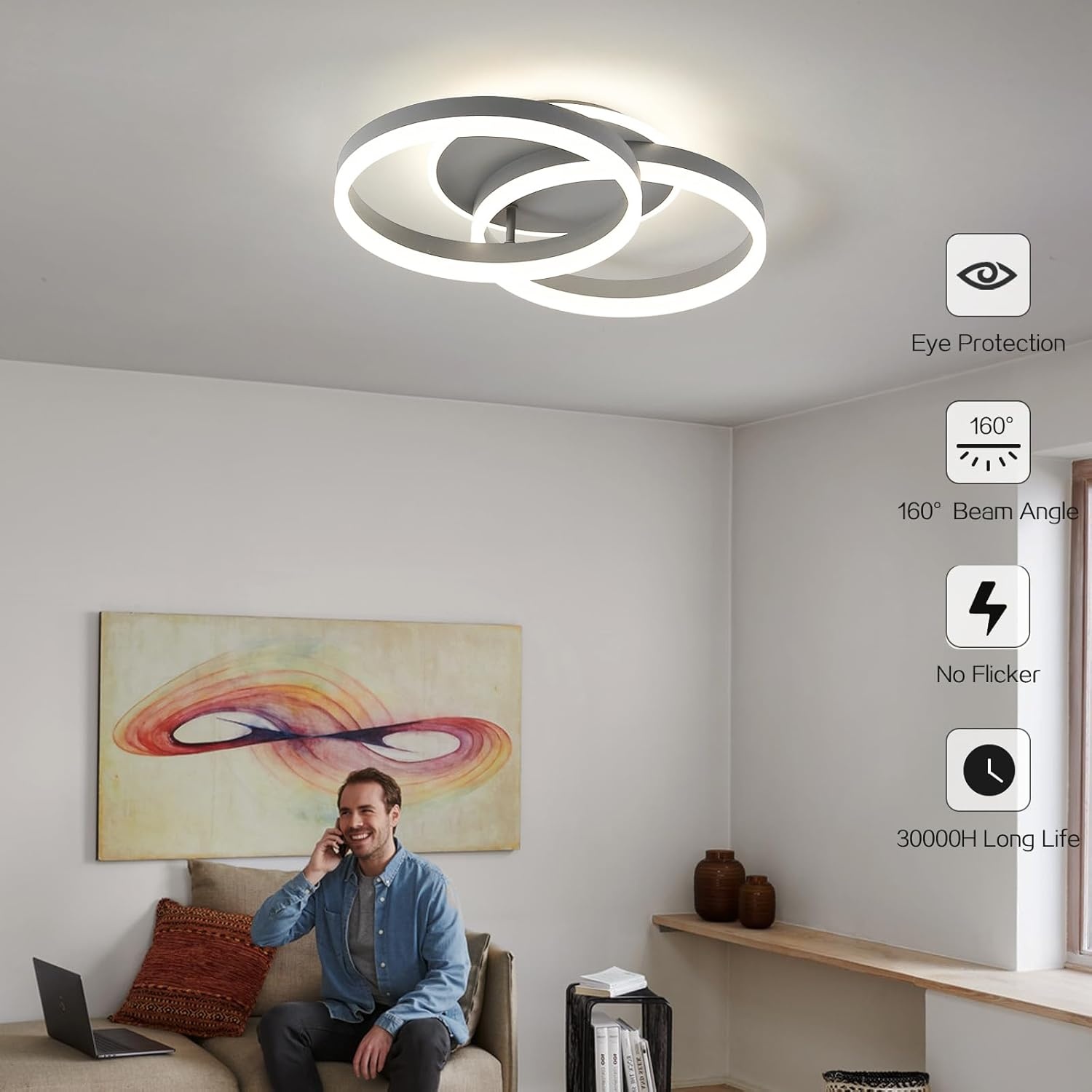 LED Plafondlamp Woonkamer 50cm - 36W Design met Afstandsbediening - 28% Korting!