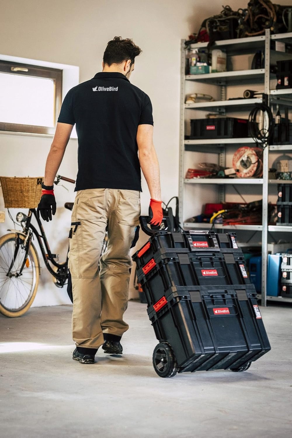 6-in-1 XL assortimentskoffer, werkplaatswagen, rolbox, mobiele werkplaatskoffer, kunststof schuifladen, gereedschapskoffer op wielen