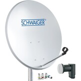 SCHWAIGER 470 SAT systeem satelliet set schotelantenne twin LNB digitaal 8X F-connector 7mm staal SAT antenne complete set lichtgrijs 55 x 62cm