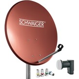 SCHWAIGER 470 SAT systeem satelliet set schotelantenne twin LNB digitaal 8X F-connector 7mm staal SAT antenne complete set lichtgrijs 55 x 62cm