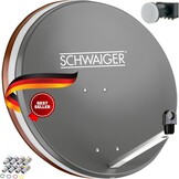 SCHWAIGER 470 SAT systeem satelliet set schotelantenne twin LNB digitaal 8X F-connector 7mm staal SAT antenne complete set lichtgrijs 55 x 62cm