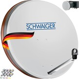 SCHWAIGER 470 SAT systeem satelliet set schotelantenne twin LNB digitaal 8X F-connector 7mm staal SAT antenne complete set lichtgrijs 55 x 62cm