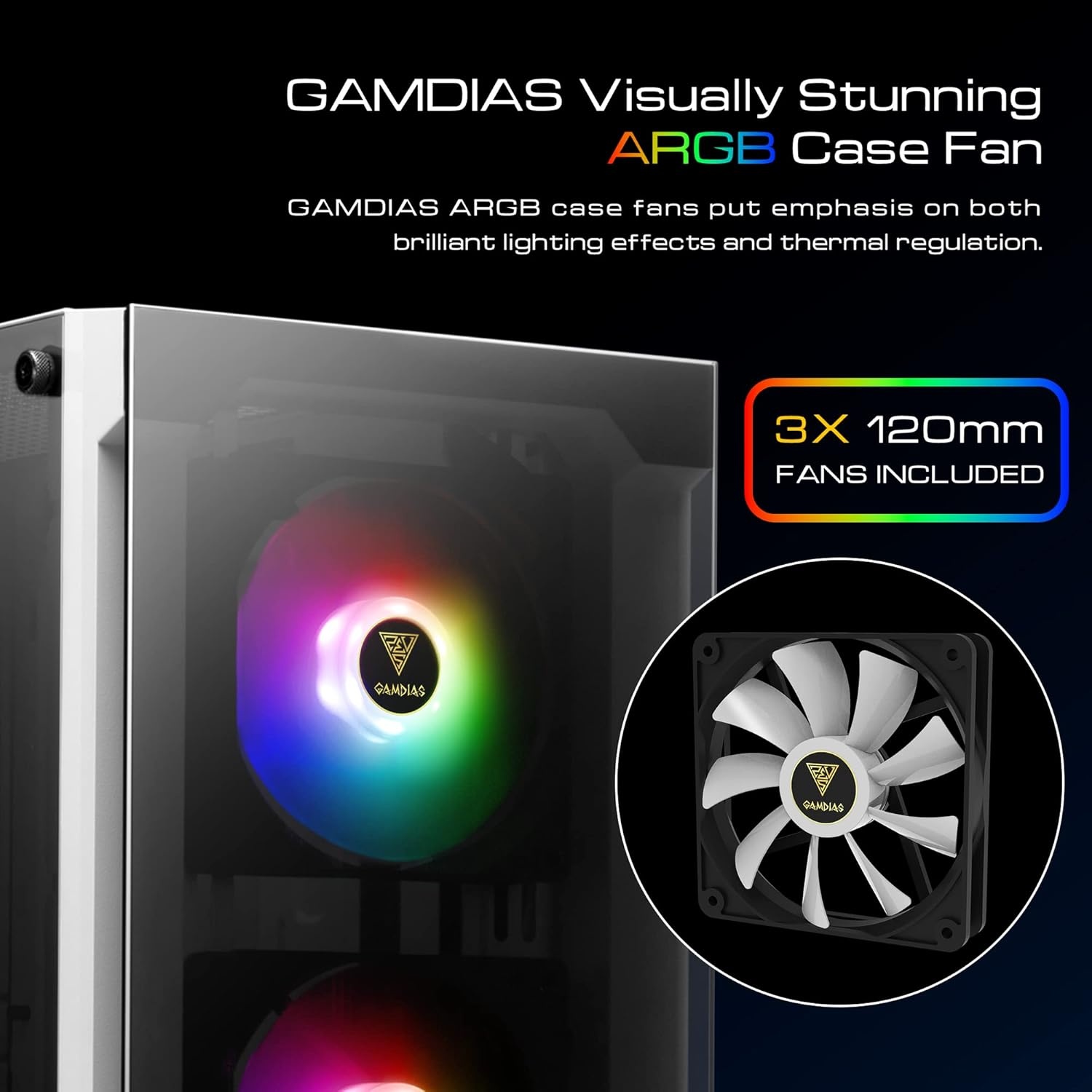 GAMDIAS ATX Argus E3 v2 RGB Tower met glasplaat (BL