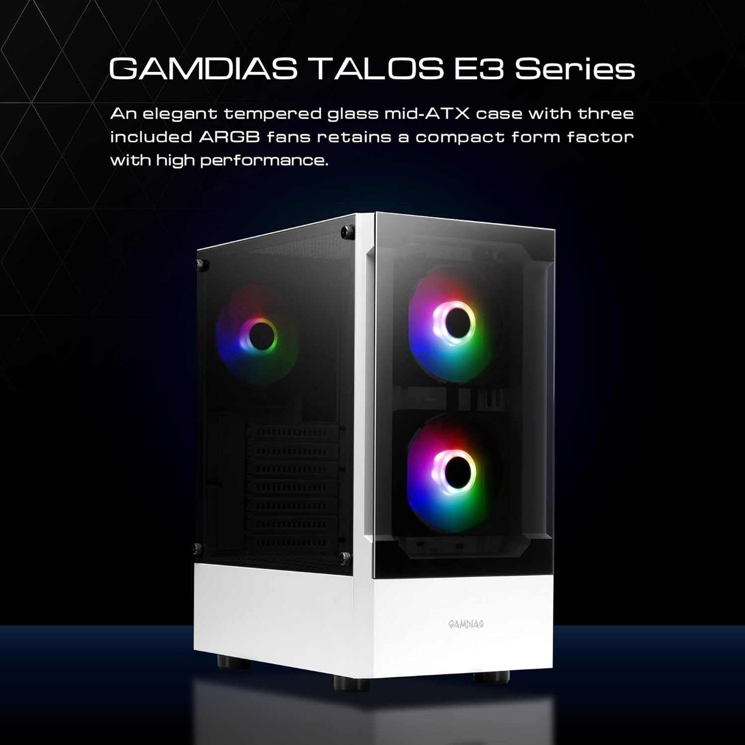 GAMDIAS ATX Argus E3 v2 RGB Tower met glasplaat (BL